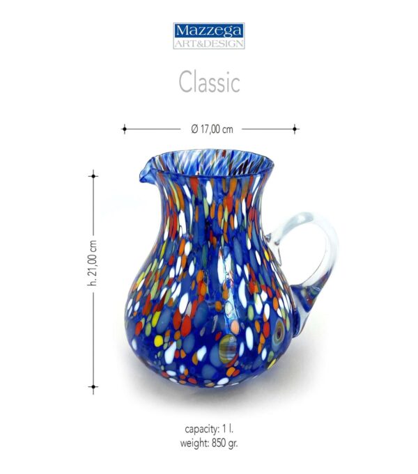 Mazzega Art & Design Murano karaf 1l azuurblauw - Afbeelding 4