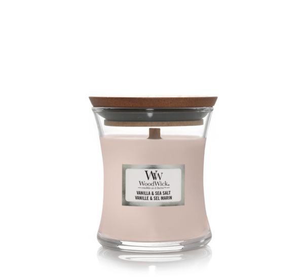 Woodwick geurkaars vanilla en sea salt mini