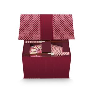 Pip Studio Oriental flower festival giftset bowls chopsticks dark pink