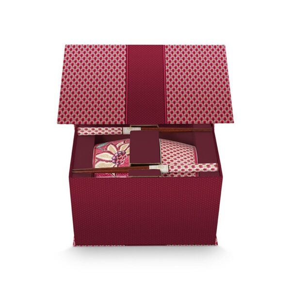 Pip Studio Oriental flower festival giftset bowls chopsticks dark pink