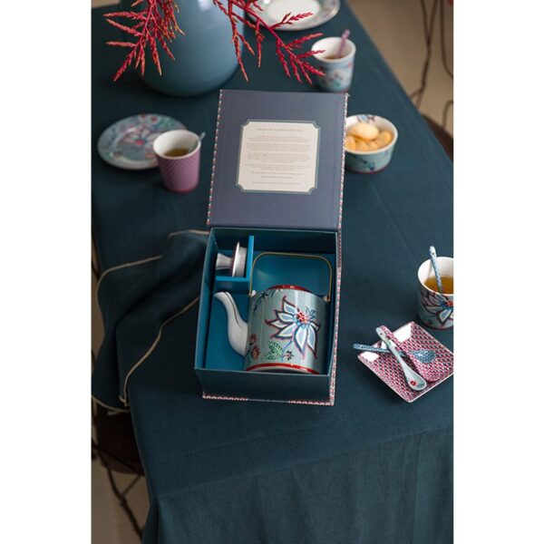 Pip Studio Oriental flower festival blauw theepot 1000ml - Afbeelding 6