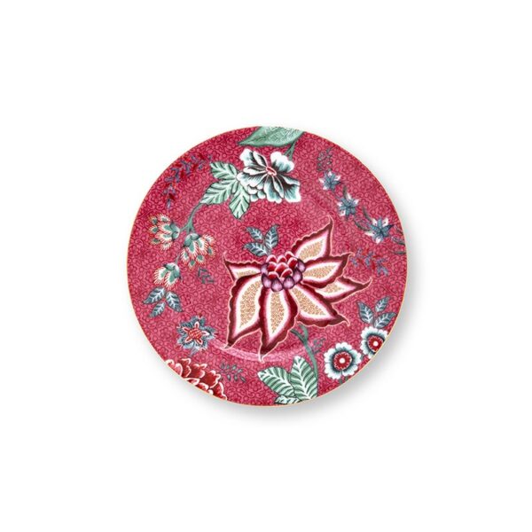 Pip Studio Flower festival set 4 gebaksborden donkerroze - Afbeelding 2