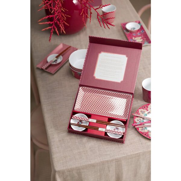 Pip Studio Oriental flower festival Sushi set donkerroze - Afbeelding 10