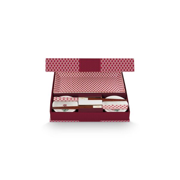 Pip Studio Oriental flower festival Sushi set donkerroze