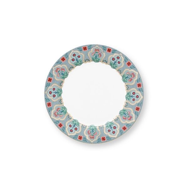 Pip Studio Flower festival set 4 ontbijtborden lichtblauw 21cm - Afbeelding 2