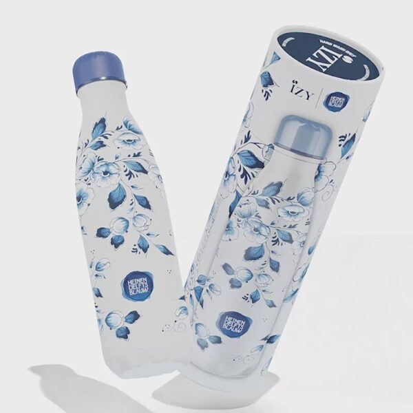 IZY Bottles thermosfles Heinen Delfts Blauw Blossom 500ml - Afbeelding 3