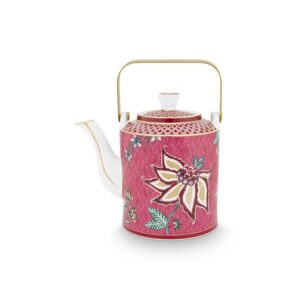 Pip Studio Oriental flower festival donkerroze theepot 1000ml