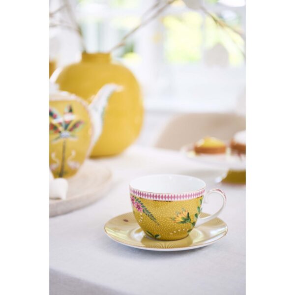 Pip Studio La Majorelle geel set 2 cappuccino kop en schotel 280ml - Afbeelding 8