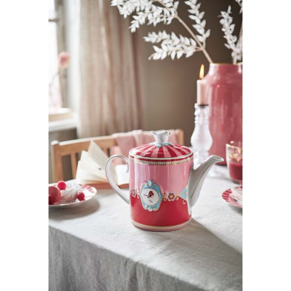 Pip Studio Love Birds theepot rood roze 1300ml - Afbeelding 3