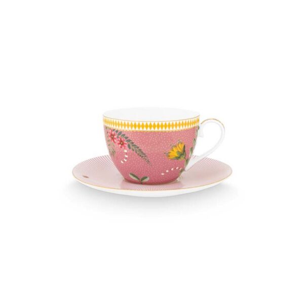 Pip Studio La Majorelle roze set 2 cappuccino kop en schotel 280ml - Afbeelding 3