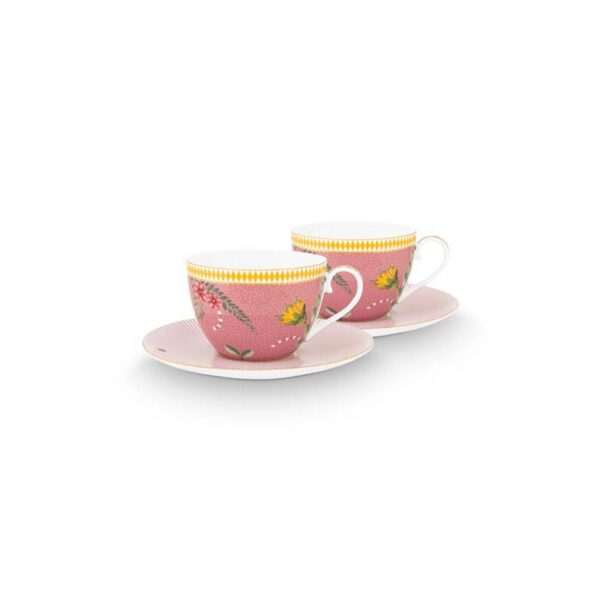 Pip Studio La Majorelle roze set 2 cappuccino kop en schotel 280ml - Afbeelding 2