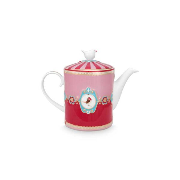Pip Studio Love Birds theepot rood roze 1300ml - Afbeelding 2
