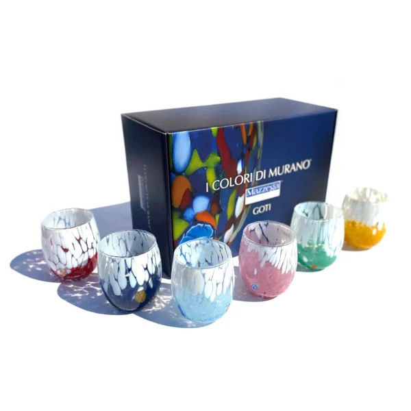 Mazzega Art en Design Murano waterglazen bicolor gift box