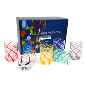 Mazzega Art en Design Murano glazen Cilindro Spiral gift box
