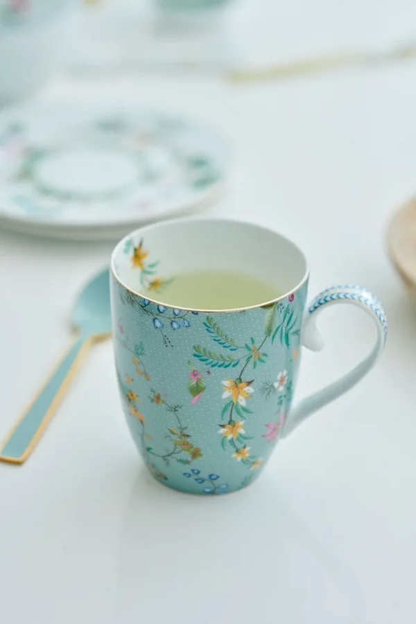 Pip Studio Jolie bloemen grote mok blauw - Afbeelding 4